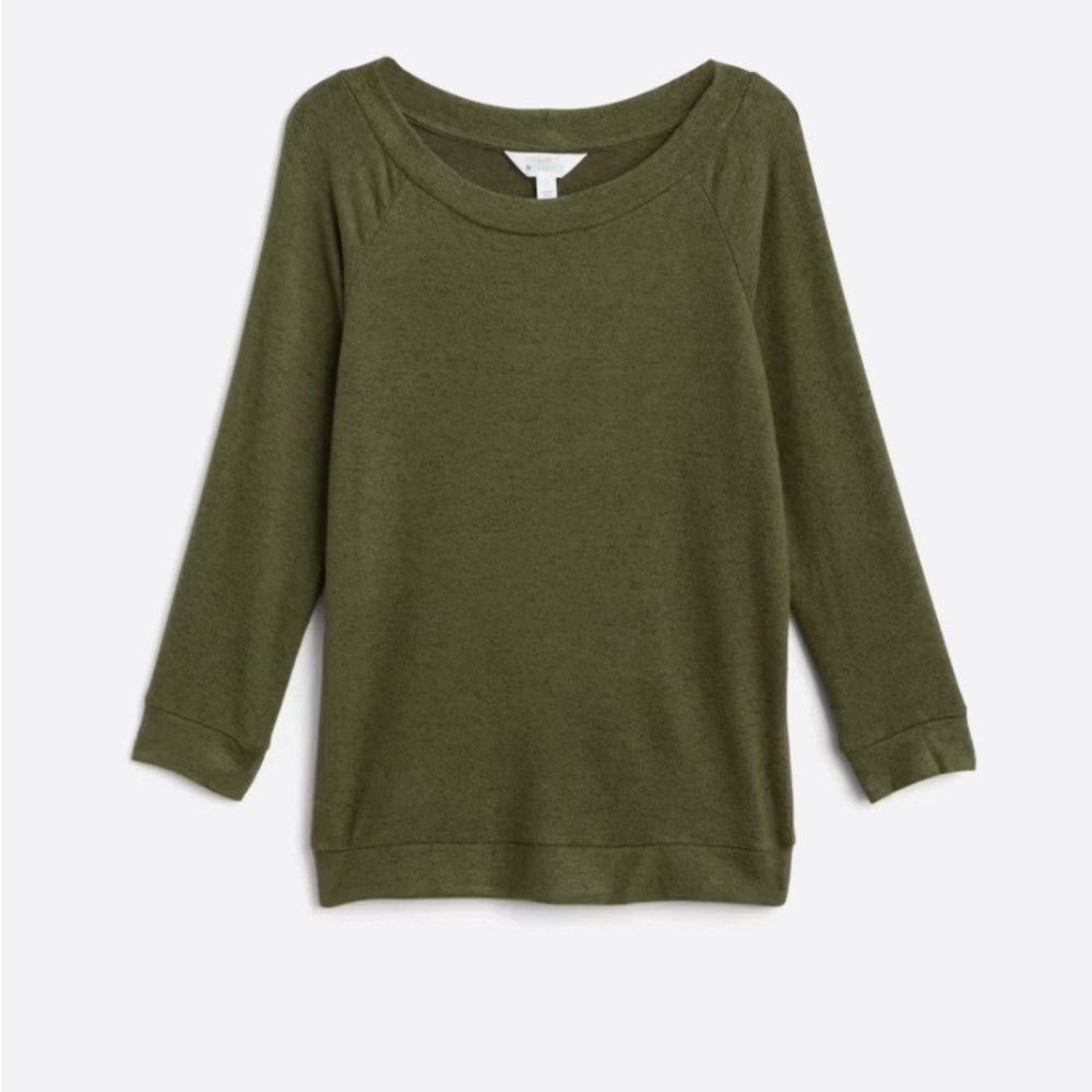 Brushed Knit Top 3/4 Sleeves Olive green